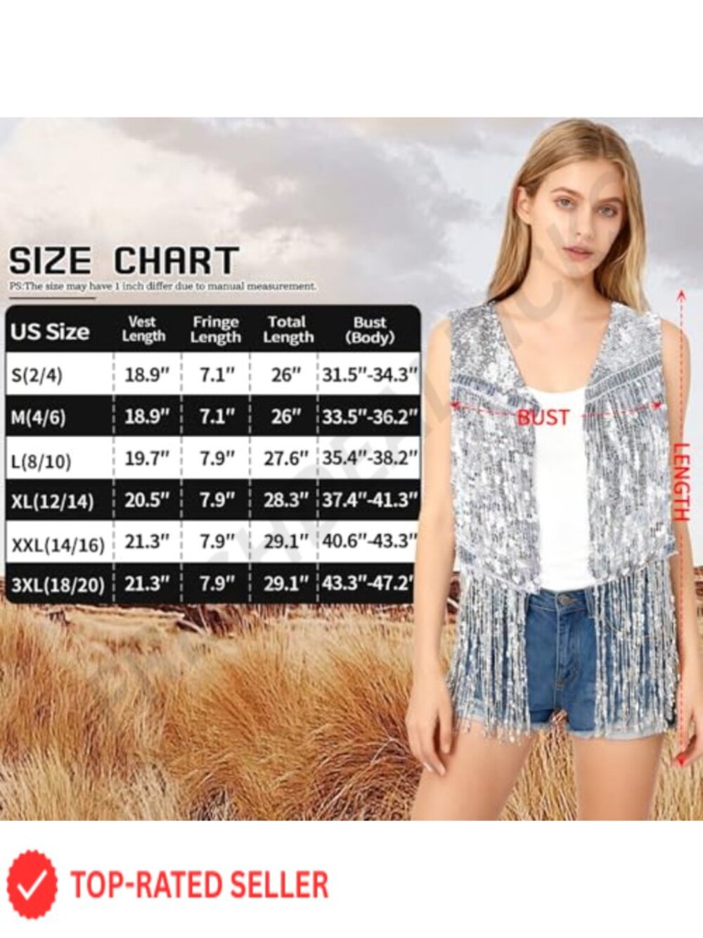 Women Faux Suede Fringe Vest 70s Hippie Cowgirl Costume Sleeveless Tassel Crop - Picture 3 of 6